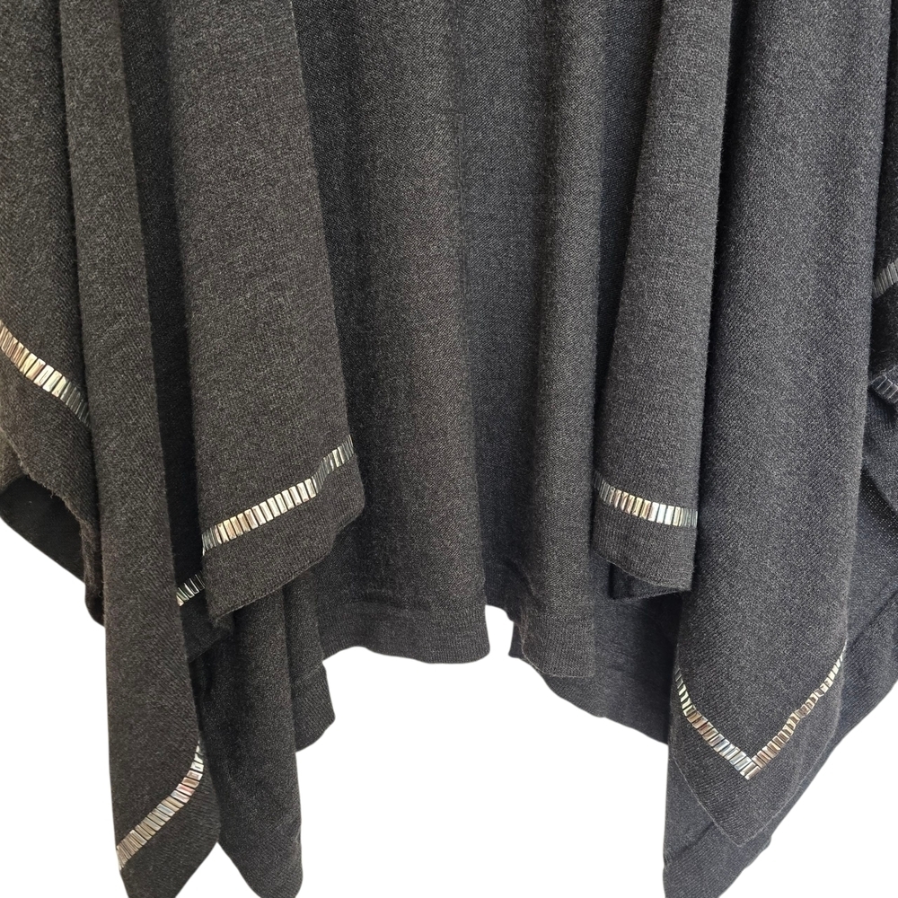 St. John Charcoal Grey Cape Poncho with Silver Trim - Picture 3 of 5
